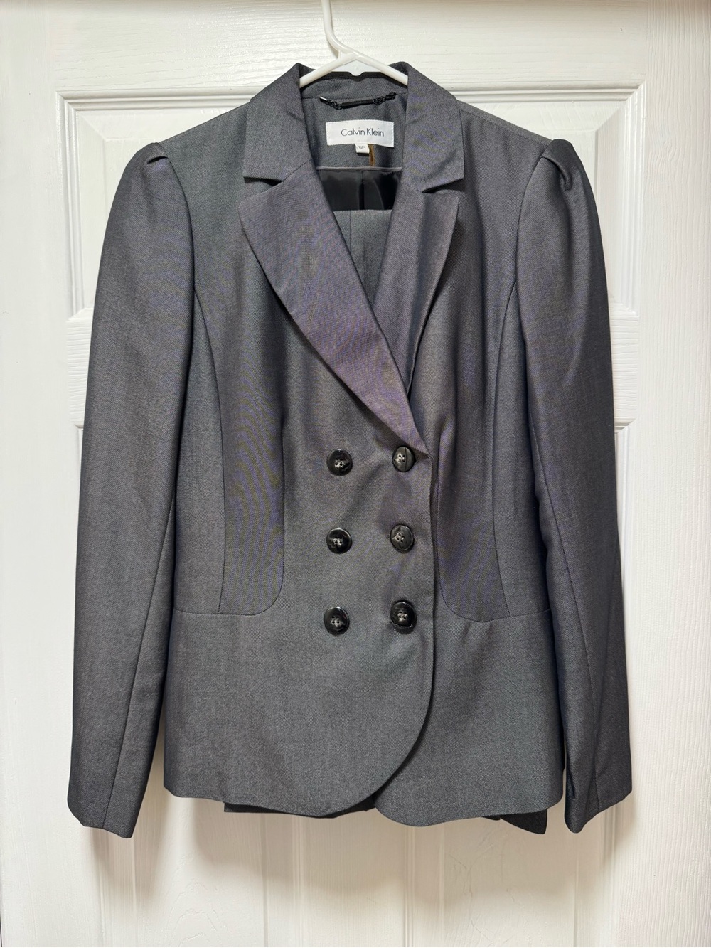 Calvin Klein Women's Charcoal Double-Breasted Blazer and Pants set